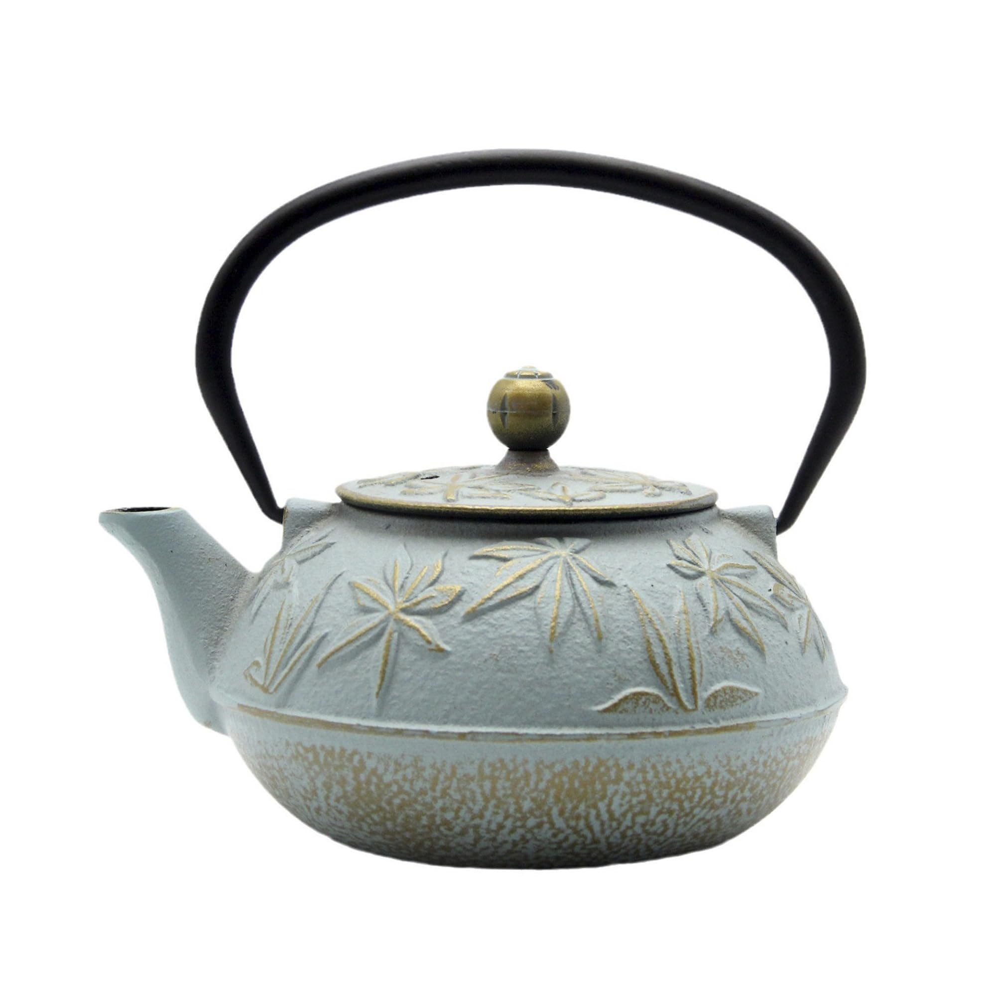 SECHUDO Cast Iron Teapot Tea Kettle with Stainless Steel Infuser for Stovetop Safe Coated with Enameled Interior Japanese Tetsubin with Maple Leaves Pattern(30.4oz/900ml) (Color-5)