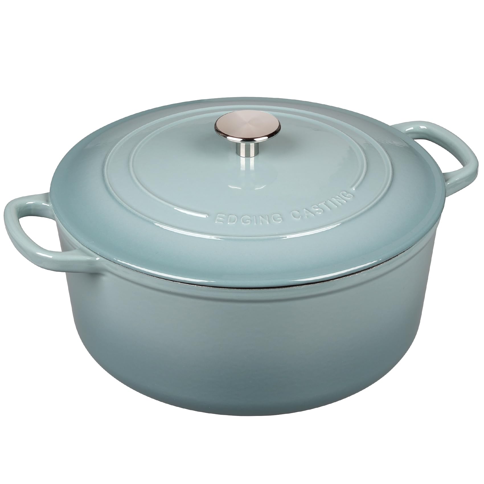 EDGING CASTING Enameled Dutch Ovens Cast Iron Dutch Oven Pot with Lid for Bread Baking, Cook, Dual Handle, 5.5 Quart, Seasalt