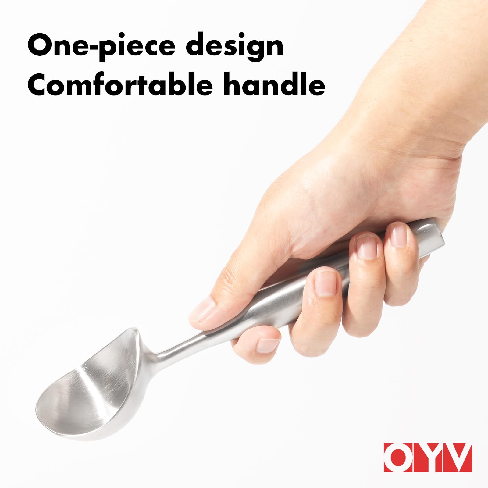 OYV 304 Stainless Steel Ice Cream Scoop, Heavy Duty, Ergonomic Handle