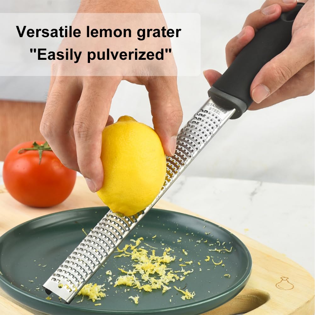 Lemon Zester Grater, Stainless Steel Fine Grater with Cover Handle