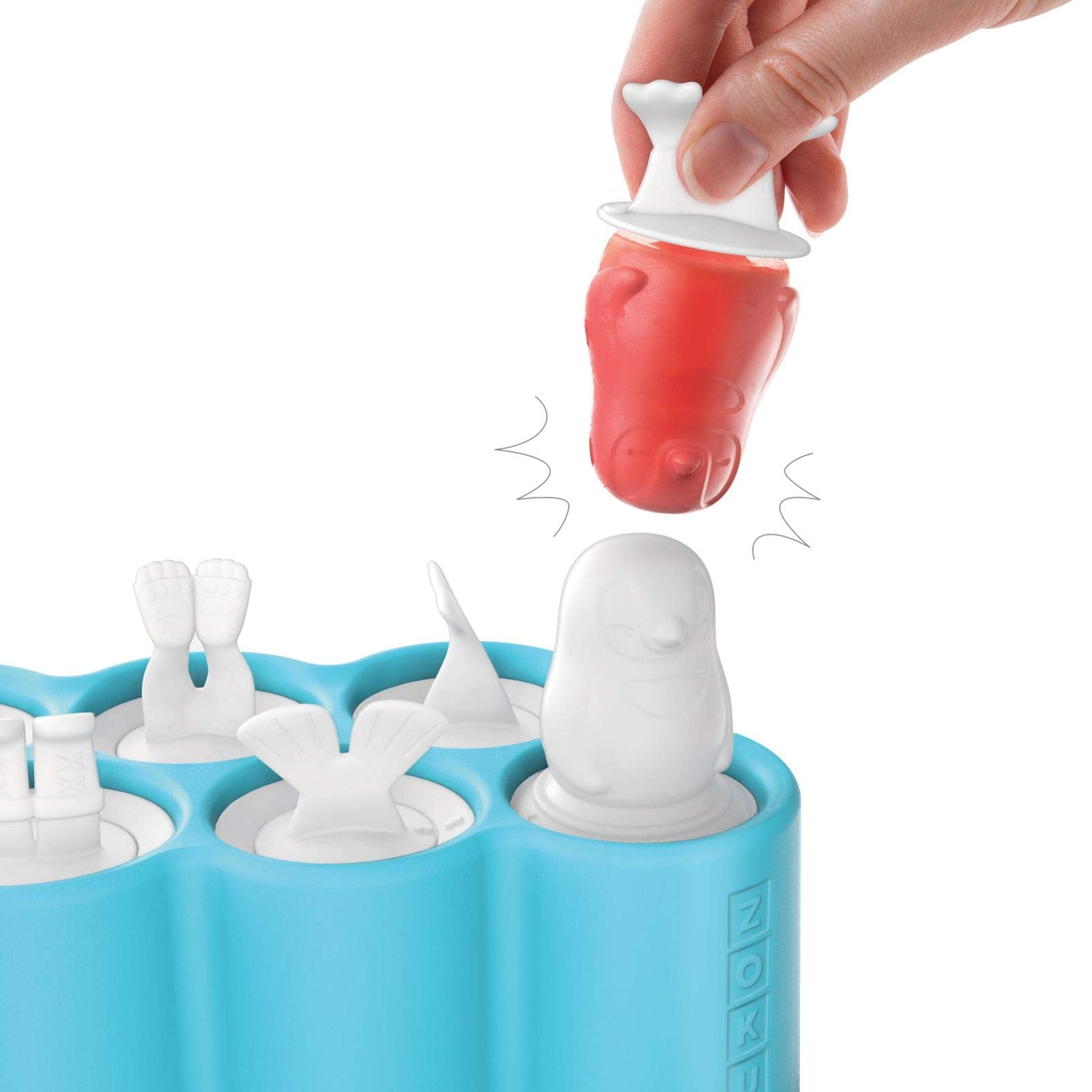 Zoku Polar Pop Molds, 5 Different Explorer Friends and Polar Explorer-Shaped Popsicle Molds in One Tray, Easy-Release, BPA-Free