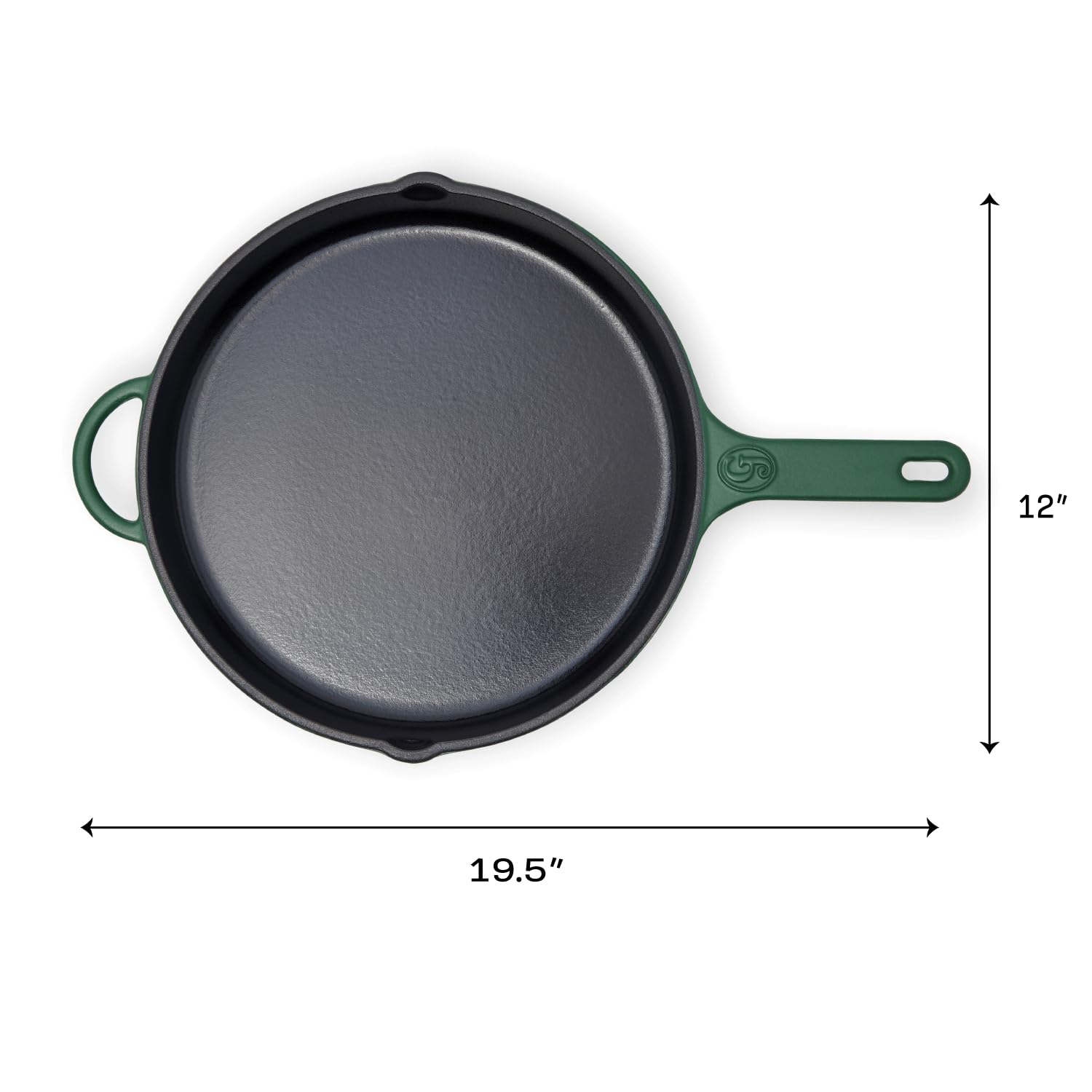 Great Jones 12 Inch Cast-Iron Enameled Skillet (Broccoli) - Safe to 500°F