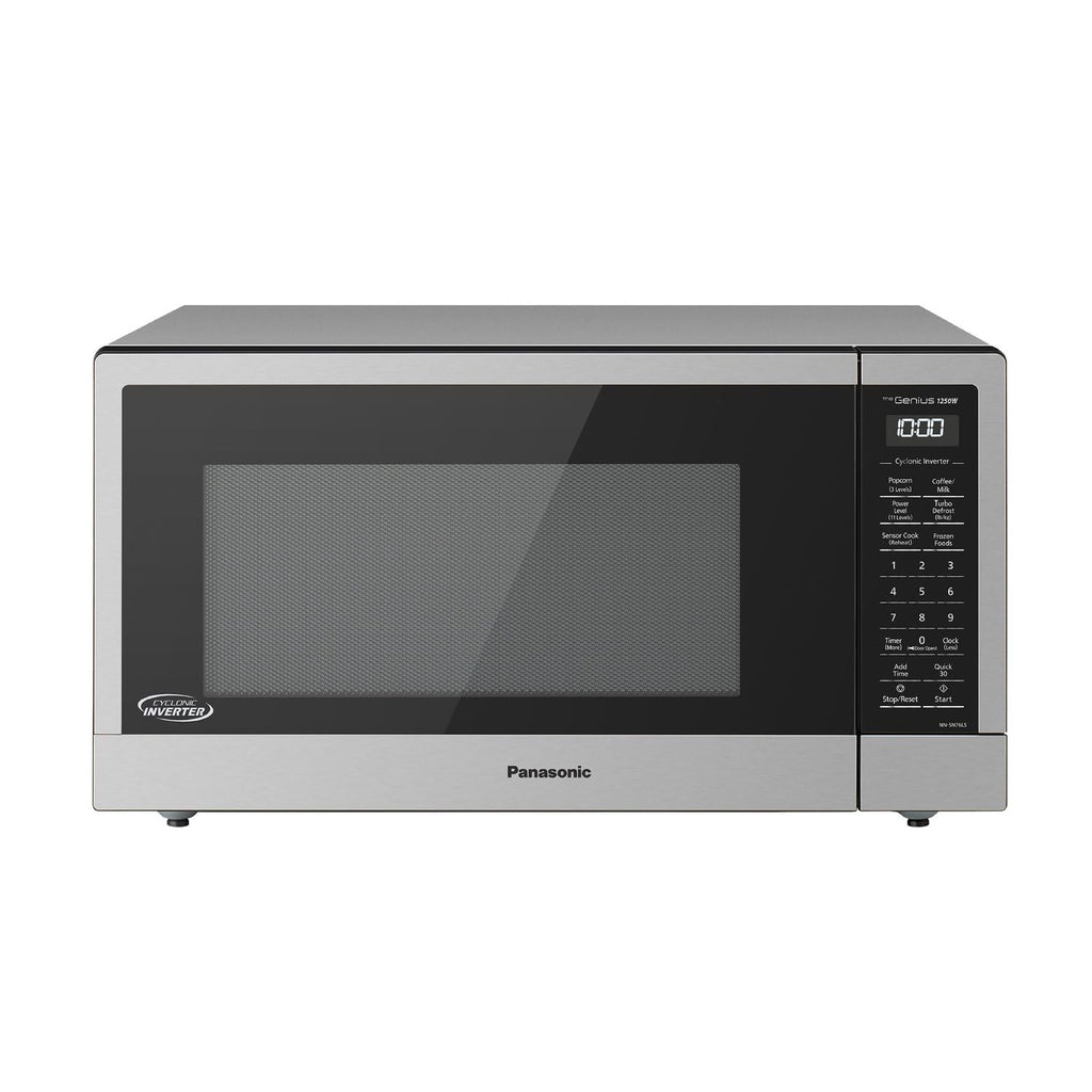 Panasonic NN-SN76LS 1.6 cu.ft Cyclonic Inverter Countertop Microwave Oven 1250Watt Power with Genius Sensor Cooking, 19.44"D x 21.88"W x 11.94"H, Stainless Steel
