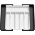 Lifewit Extra Large Silverware Drawer Organizer, Expandable Utensil Tray for Kitchen, BPA Free Flatware Cutlery Holder, Adjustable Plastic Storage for Spoons Forks Knives, 13-22 x 15, White&Black