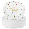 WDF 100 Pack Christmas Paper Plates - 10" x 12"Disposable Christmas Plates Disposable with Christmas Trees-Large Oval Paper Plates Heavy Duty- Party Plates for Christmas