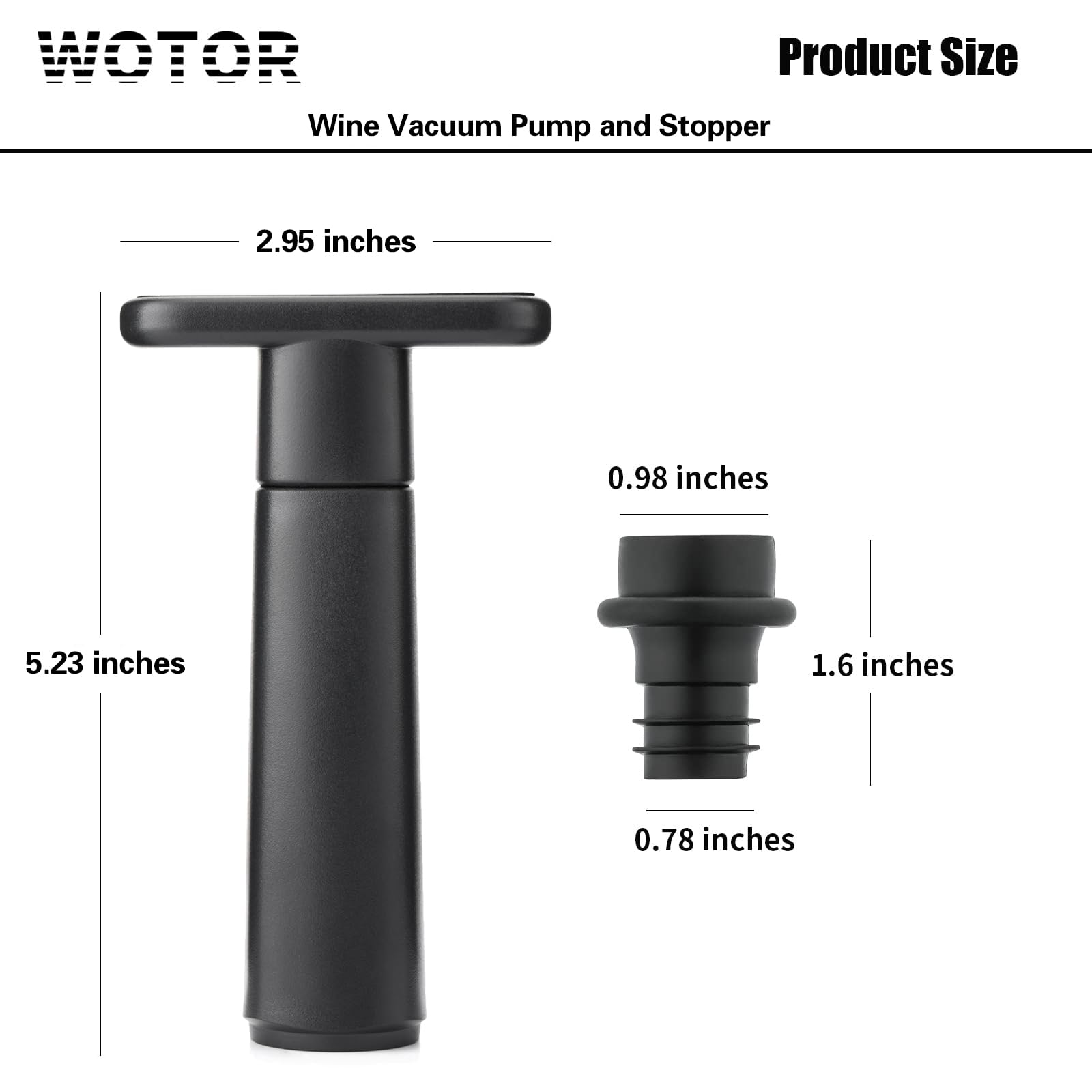 WOTOR Wine Saver Vacuum Pump with 8 Stoppers, Wine Stopper & Preserver, Reusable Bottle Sealer Keeps Fresh, Ideal Accessories Gift (Flat Handle)
