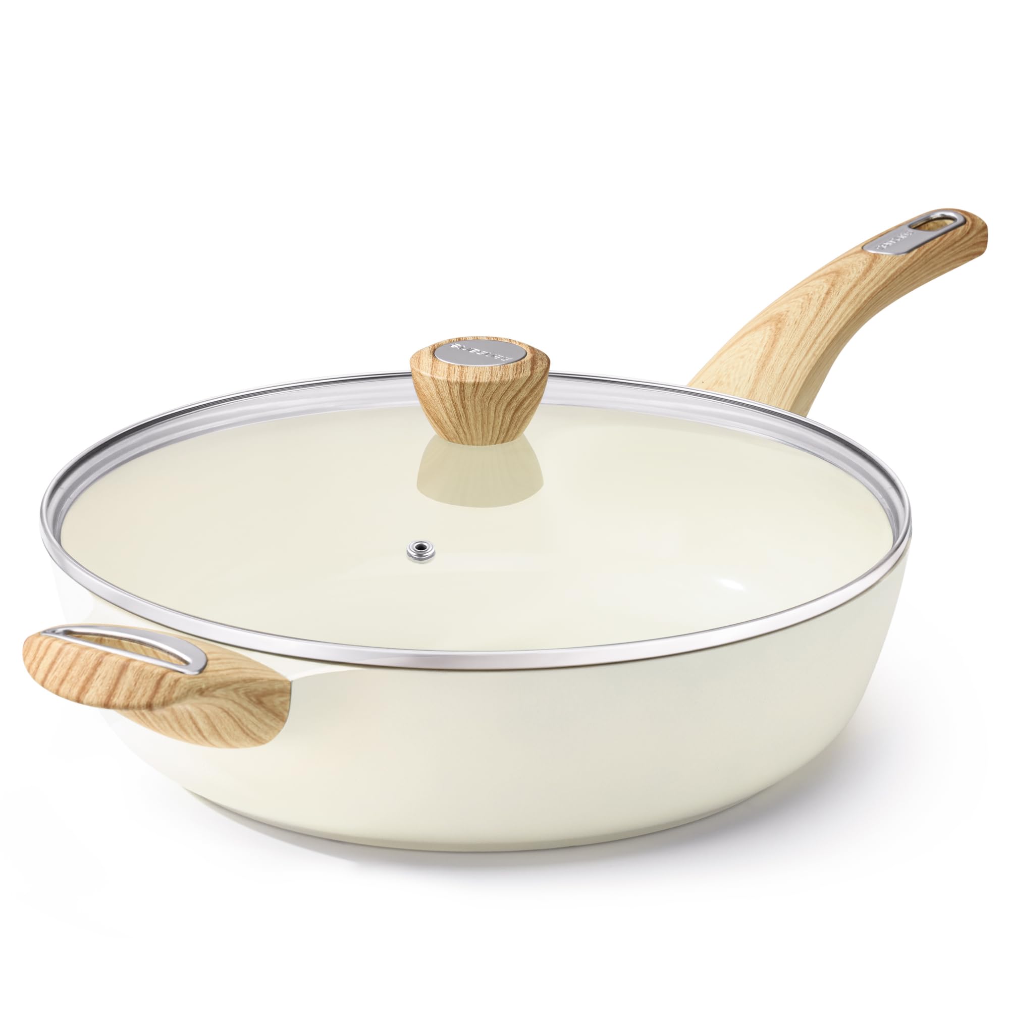 SENSARTE Ceramic Nonstick Frying Pan Skillet with Lid, 10.5 Inch Deep Frying Pan, 3.8 Qt Saute Pan, Induction Pan, Healthy Non Toxic Cooking Pan with Helper Handle, PFOA PFAS PTFE Free