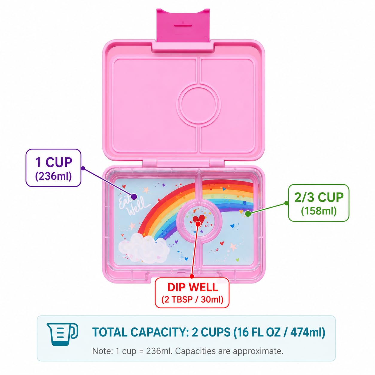 Yumbox Snack Box for Kids (Fifi Pink with Rainbow Tray)