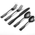 Alata Kate Black Satin 40-Piece Silverware Set, Service for 8, Stainless Steel Flatware Set, Matte Polished Cutlery Set, Dishwasher Safe
