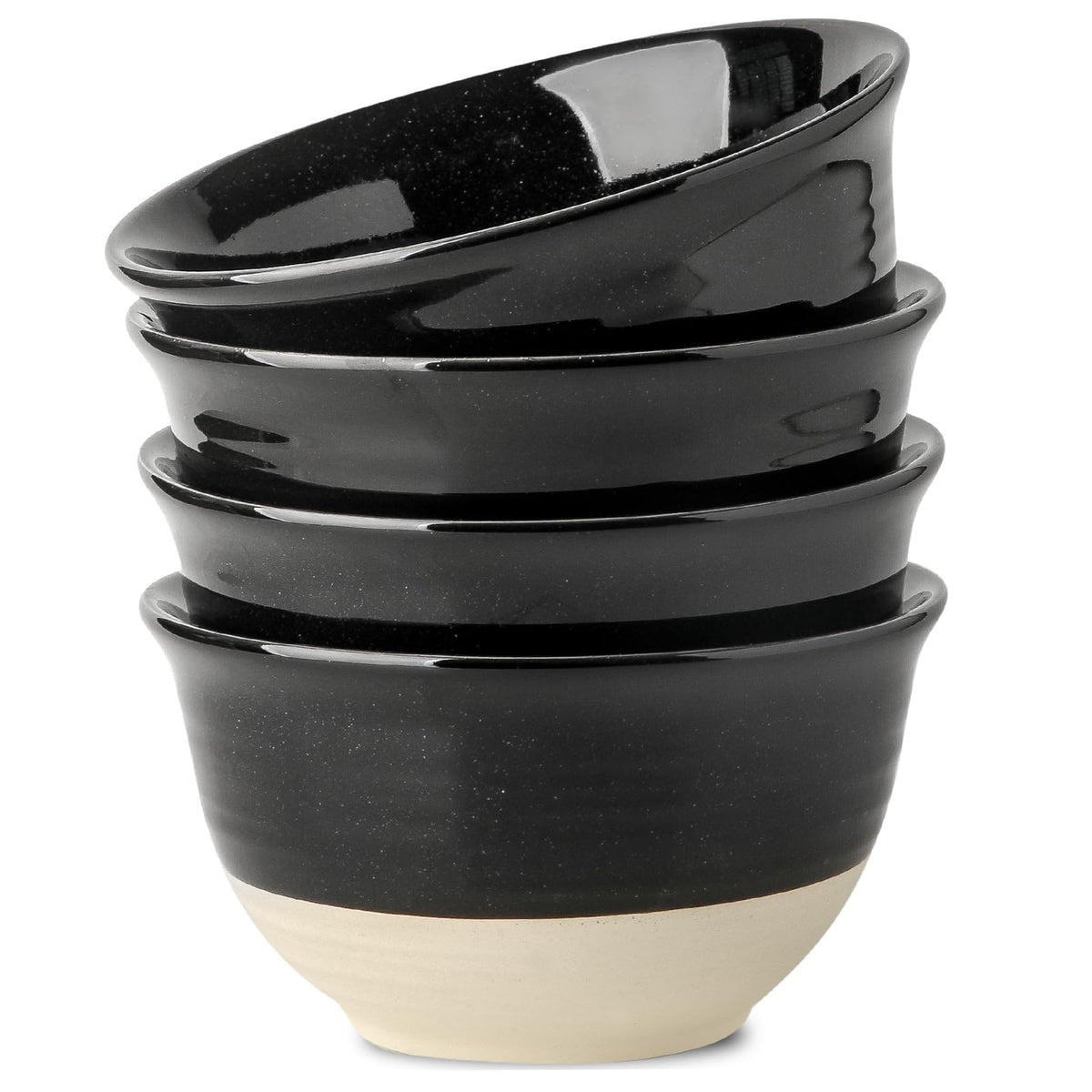HASENSE Ceramic Serving Bowls Set of 4, 2.1/1.5/1.0/0.5 Qt White & Terracotta Stoneware Mixing Bowls, Farmhouse Bowls for Cooking, Prepping, Salad & Soup, Dishwasher & Microwave Safe, Serving Dishes