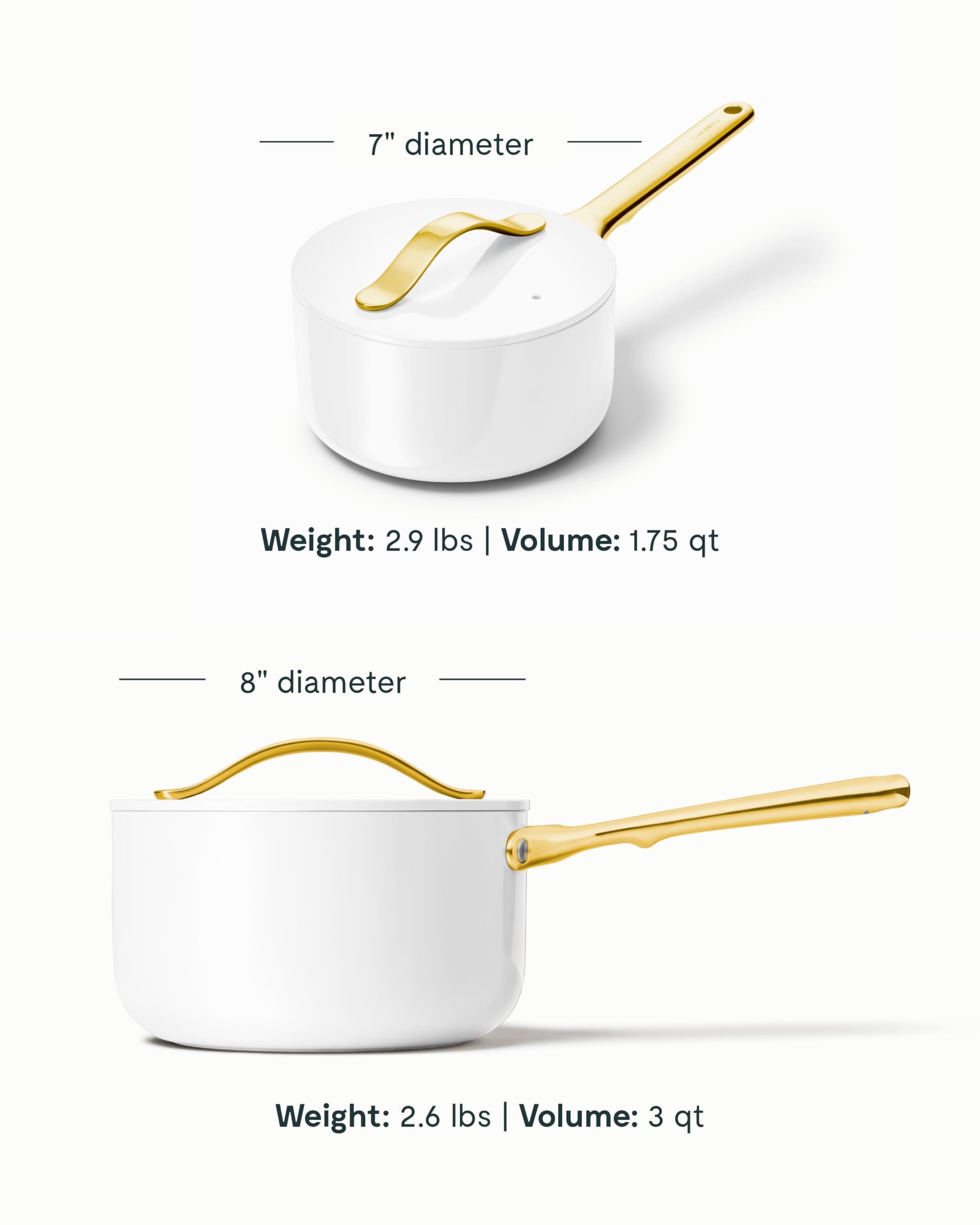 Caraway Non-Stick Ceramic Sauce Pans with Lids (3 qt and 1.75 qt)