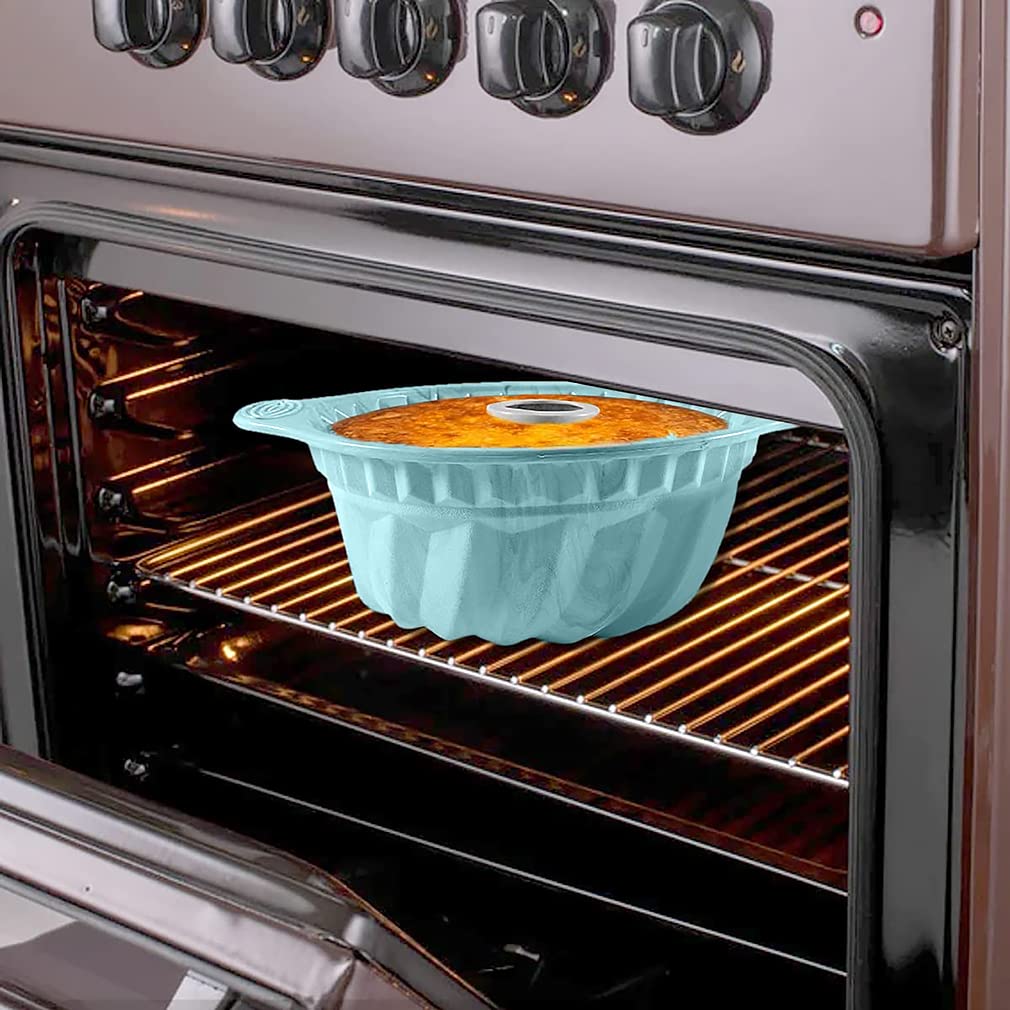 Kenond 9.5 Inch Silicone Fluted Cake Pan, Non-Stick, With Sturdy Handle