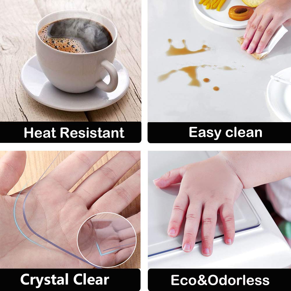24x40 Office Desk Blotter Mat Clear Plastic Table Protector Cover Pad PVC Transparent Topper Surface Pro ection Mat Pad Anti Scratch Table Mat Glass Dinner End Table Protector Waterproof Easy Clean