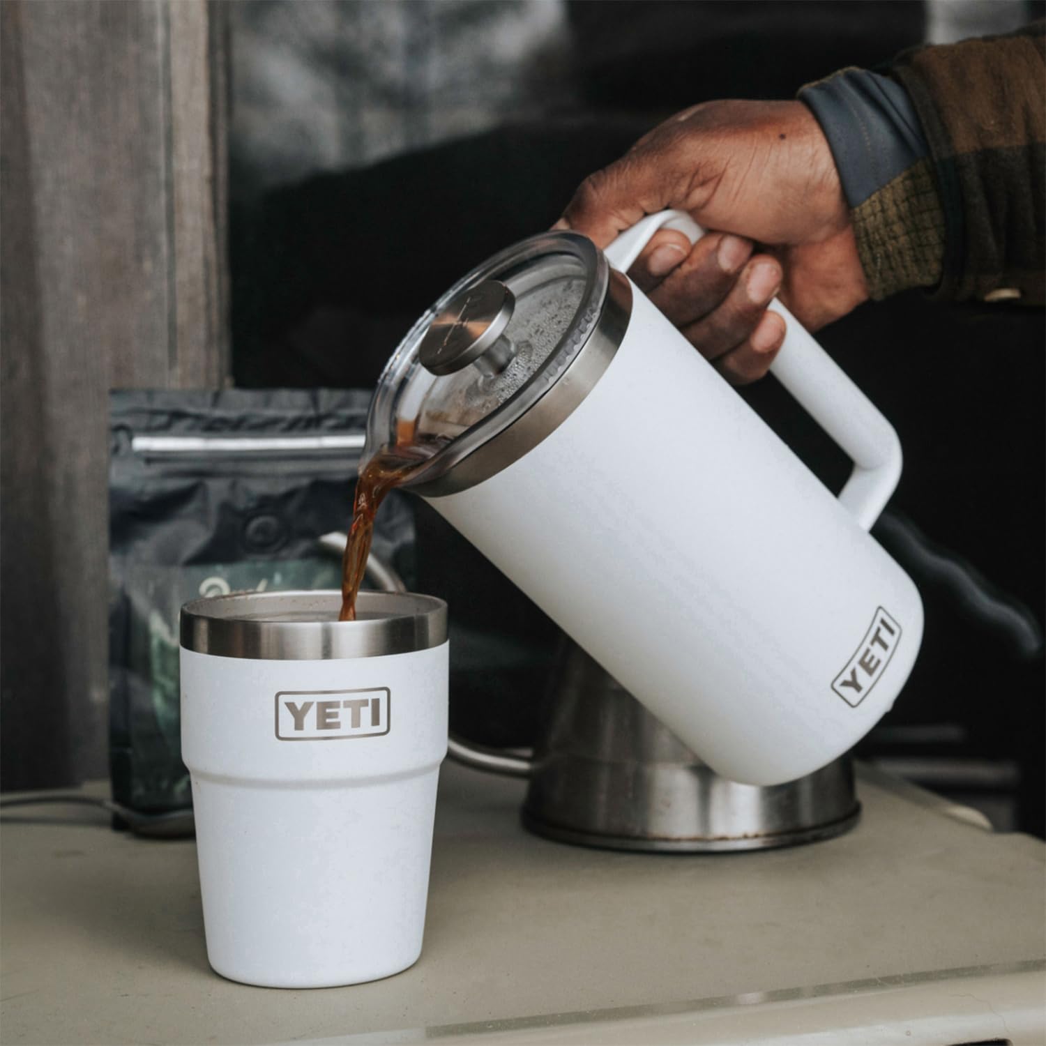 YETI Rambler 34 oz. French Press Coffee Maker, Black Forest Green