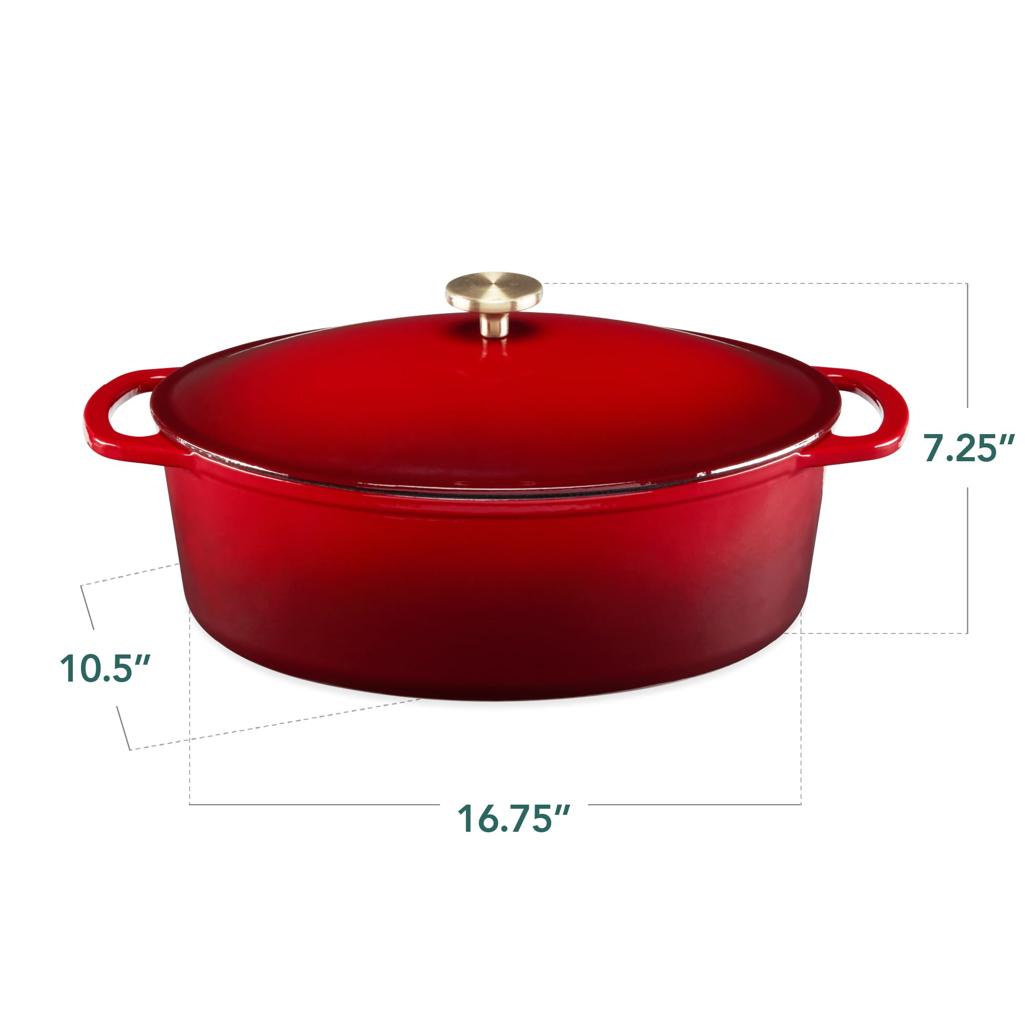 Best Choice Products Oval 7.5 Quart Enamel Cast-Iron Dutch Oven, Heavy-Duty Pre-Seasoned for Baking, Cooking w/Side Handles – Red