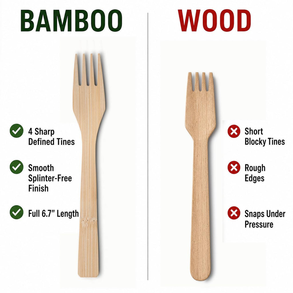 2 ZEBRAZ Bamboo Spoons 300 Count - Bulk Disposable Utensils Catering