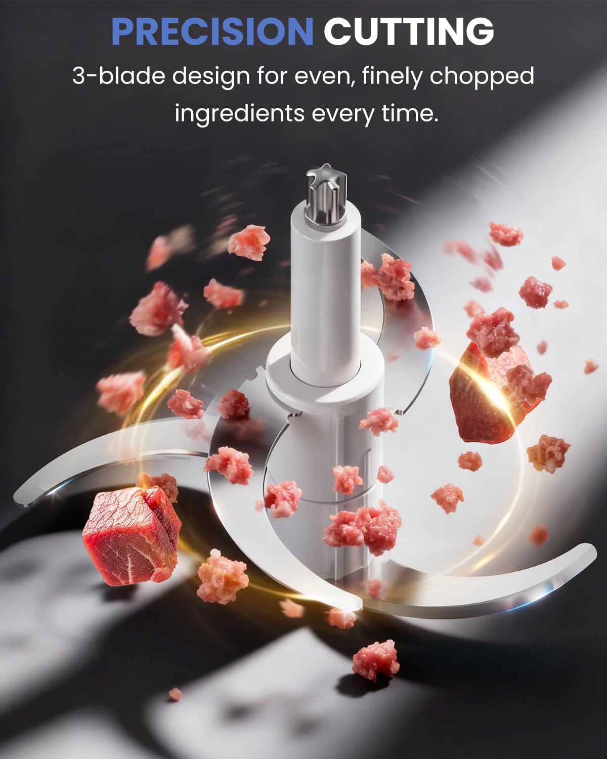 LINKChef Food Processor Small, 10 Cup Food Chopper with Container, 2.3L 600W Electric Meat Grinder for Home Use, Stainless Steel Mini Food Processor for Kitchen, Vegetable, Onion, Garlic, Salad
