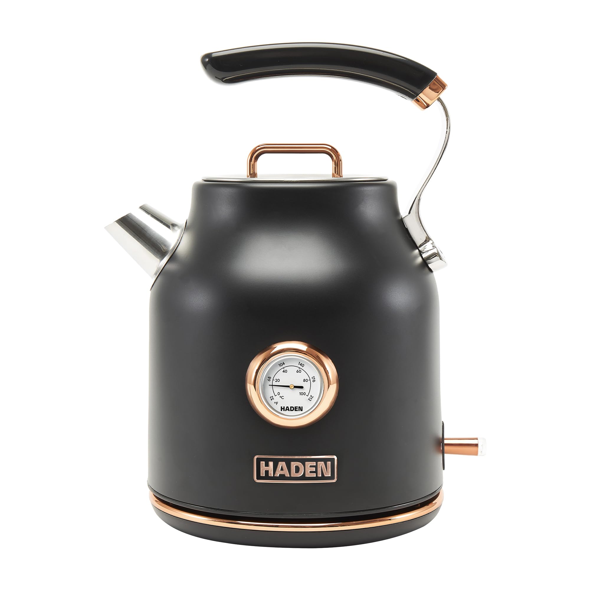 Haden Dorset 1.7 Liter Stainless Steel Electric Kettle, Hot Water Kettle with 360-Degree Base and Auto Shutoff, Black & Copper