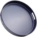 SforGUVA Navy Blue Decorative Serving Tray with Handles, 13” Versatile Ottoman Tray for Coffee Table, Entertaining, Outdoor Patio, Living Room