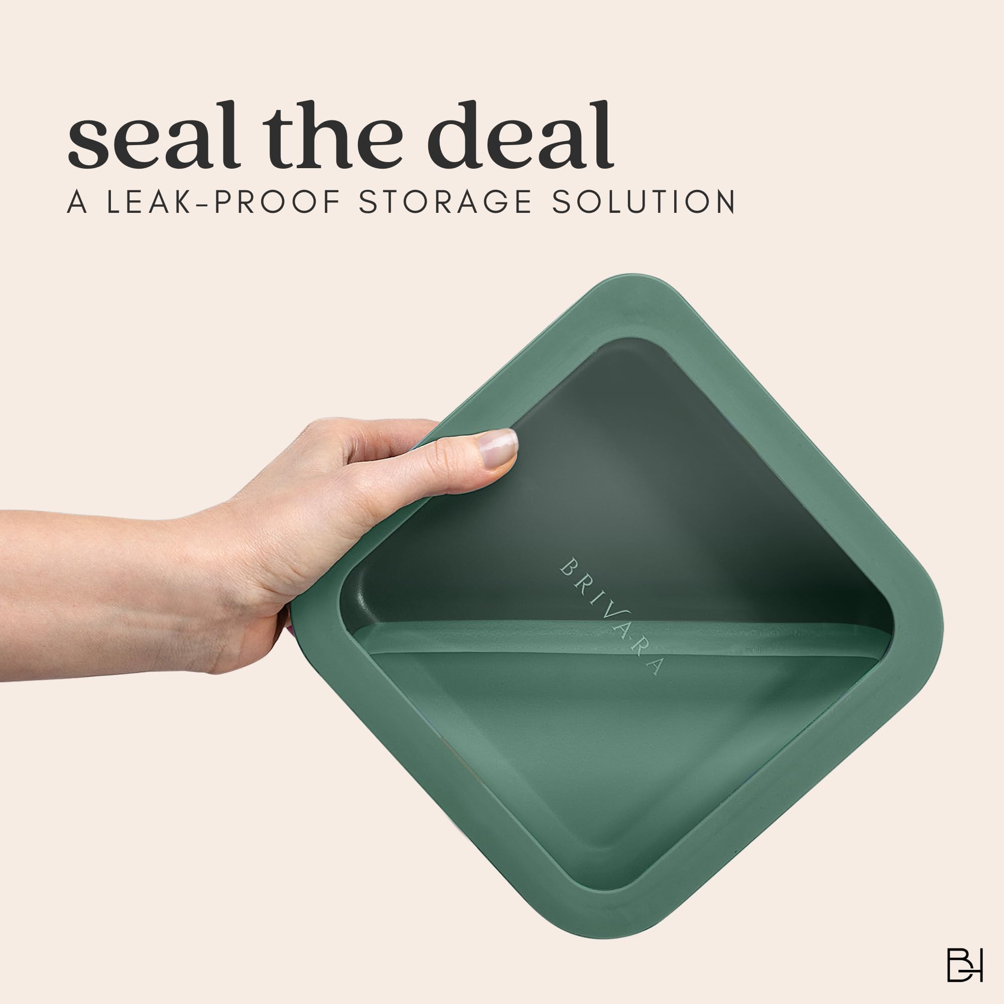 BRIVARA HOME 20-Piece Glass Food Storage Containers Set with Lids (10 Containers + 10 Lids) | Microwave-Safe Airtight Seal, Oven-Safe Ceramic-Coated Glass | Zero Plastic, No PFAS/PFOA/BPA [Pine]
