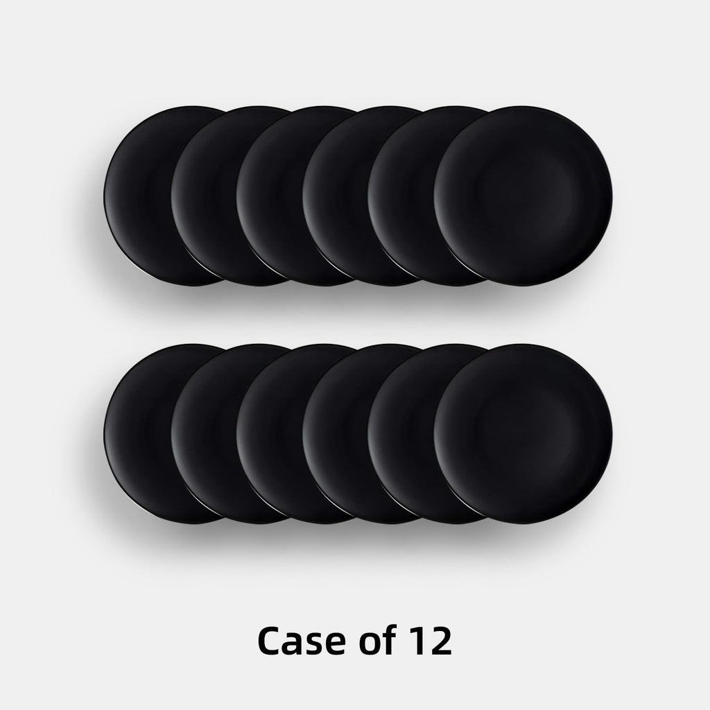 IRESTAURANT PLUS Stoneware Coupe Commercial Grade Dinnerware, Matte Black Plate 12.25", Case of 12