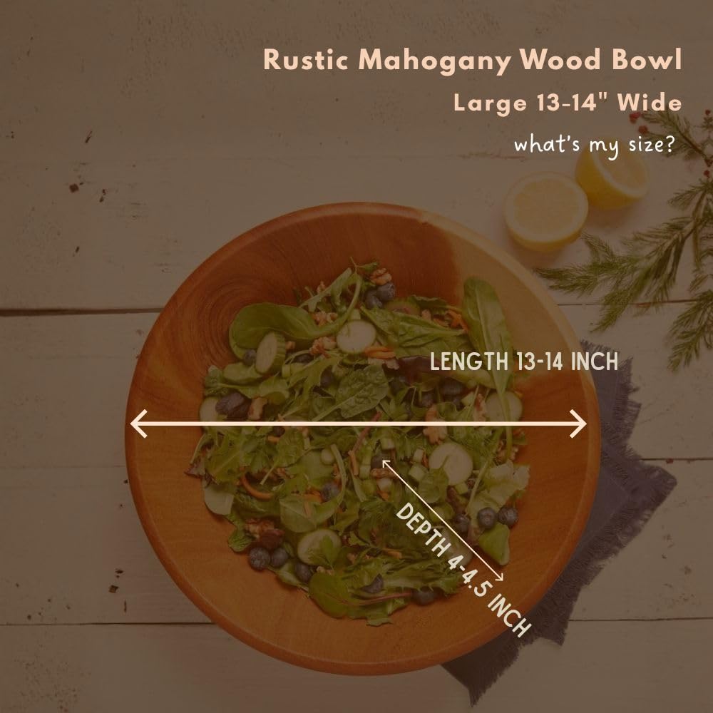 Rustic Wood Bowls for Serving Salads (Large (13-14"))