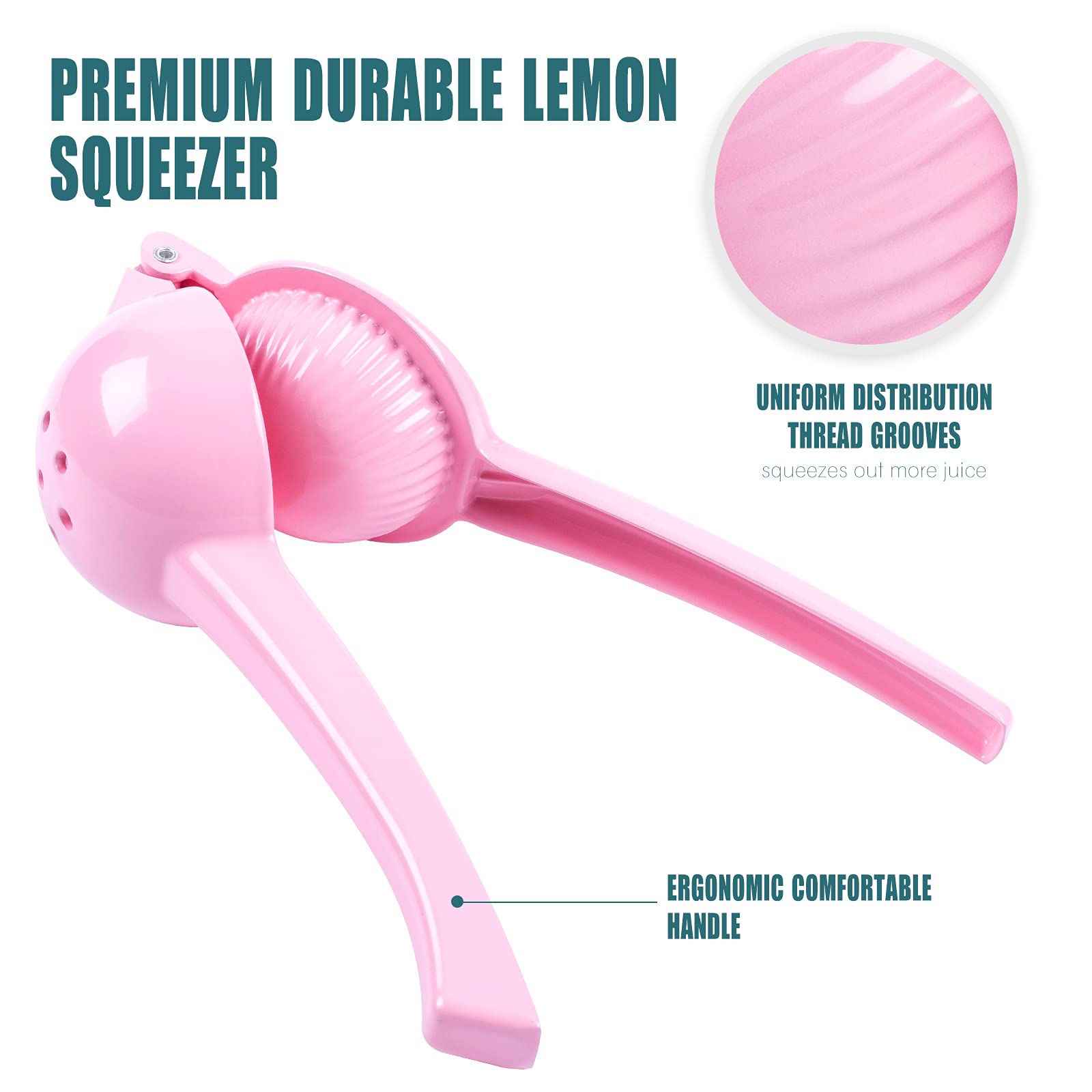Y-ME Manual Juicer Citrus Lemon Squeezer, Fruit Juicer Lime Press Metal, Professional Hand Juicer Kitchen Tool(Pink）