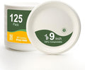 WELLIFE 100% Compostable Paper Plates 9 Inch, 125-Pack Heavy Duty Paper Plates Bulk,Biodegradable Bagasse,Eco-Friendly Disposable Dinner Plate for BBQ,Picnic,Party (BPI Certified,Microwaveable)