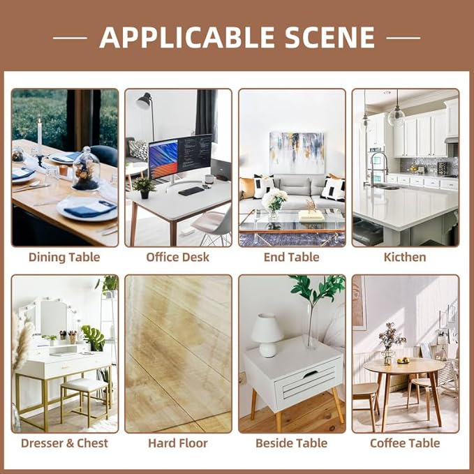 Warmstar Clear Table Cover Protector 18 x 54 Inch,1.5mm Thick Plastic Table Cover Rectangle,PVC Clear Table Protector,Desk Protector Mat for Kitchen, Dresser, Writing Desk，Dining Room Table