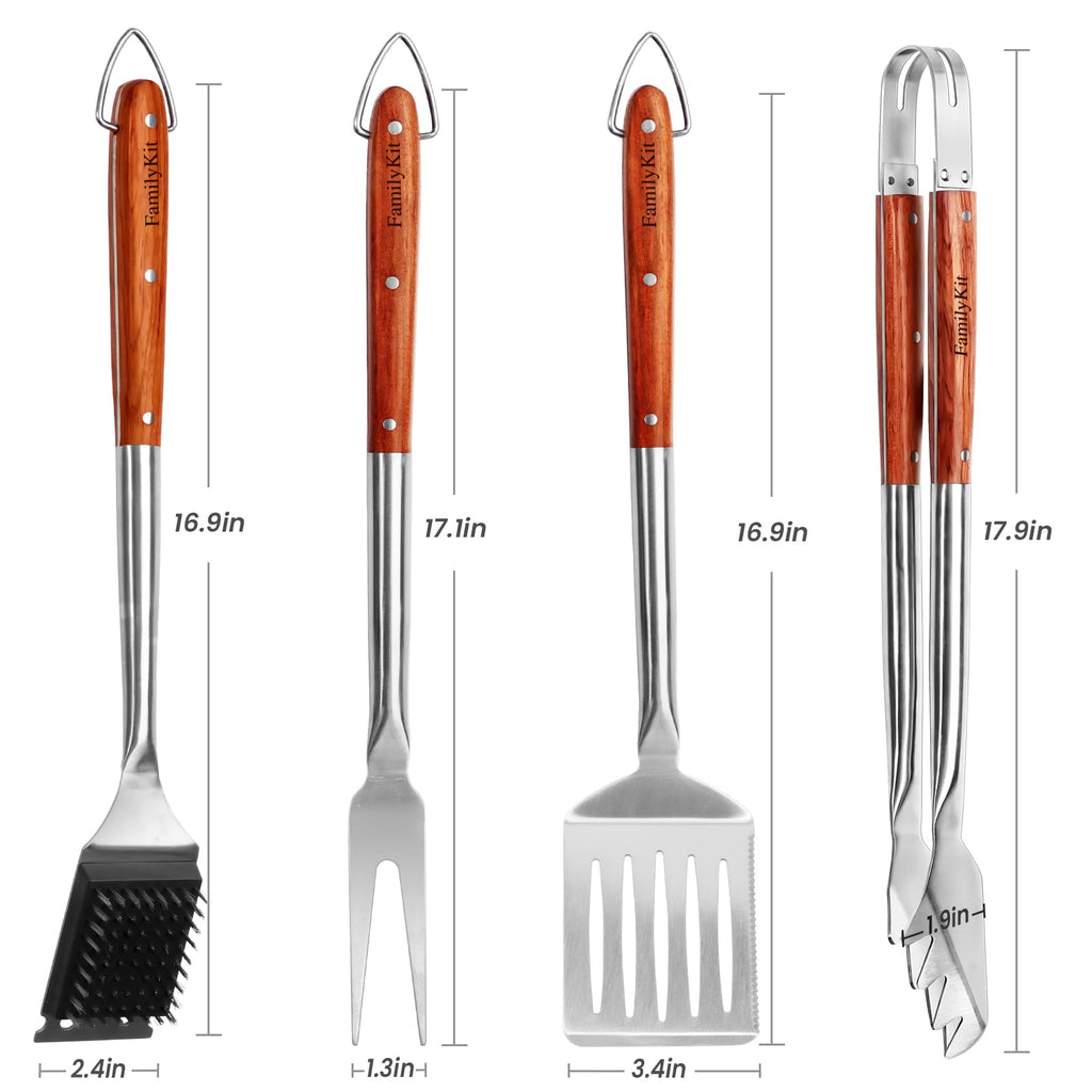 FamilyKit 4PCS Grilling Accessories Rose Wooden BBQ Grilling Tools Set