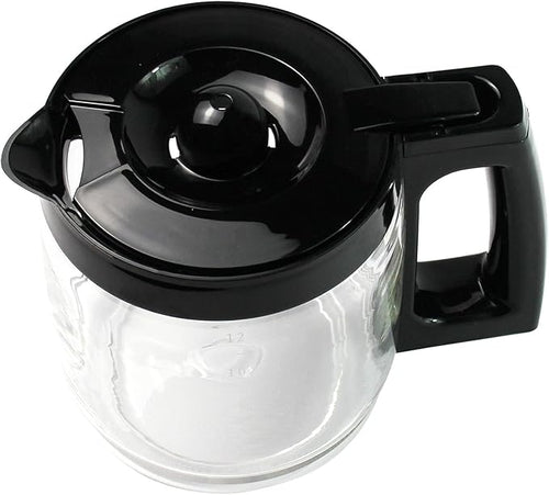 12-Cup Replacement Glass Coffee Carafe Compatible with Hamilton Beach Flexbew Coffeemaker, Coffee Pot Fits 49980A, 49980Z, 49983, 49618, 46300, 46310, 49976, 49966, 49350 Series, Black