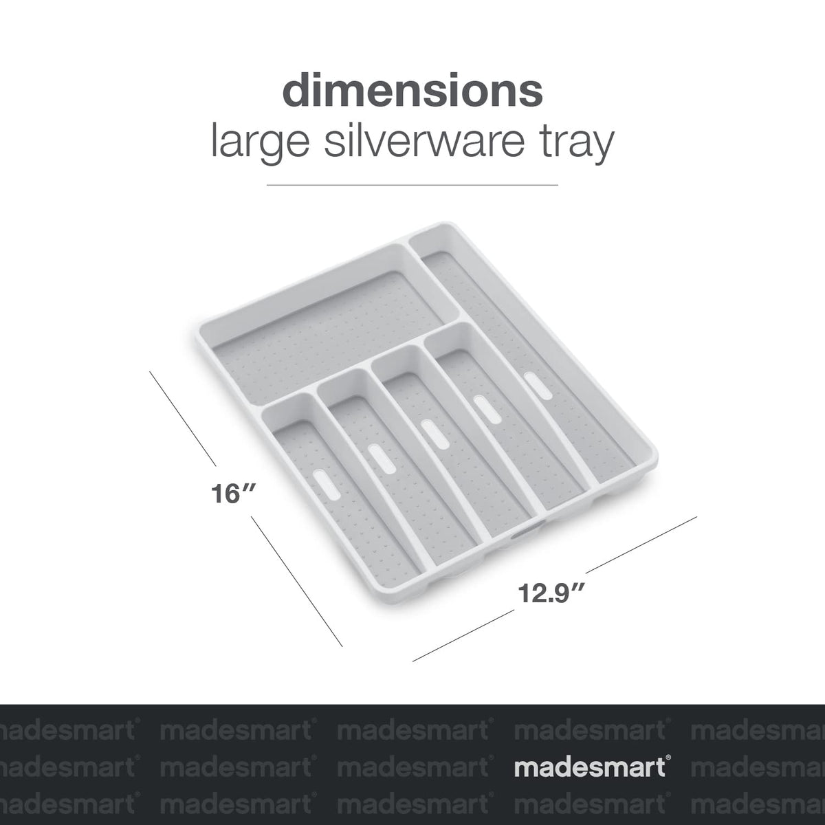 madesmart Classic 6 Compartment Silverware Tray, White