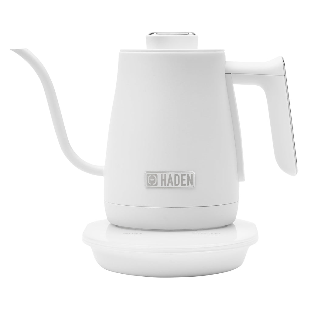 Haden 0.6-Liter Stainless Steel Electric Kettle, Gooseneck Hot Water Kettle with 360-Degree Base and Auto Shutoff, Ivory & Chrome