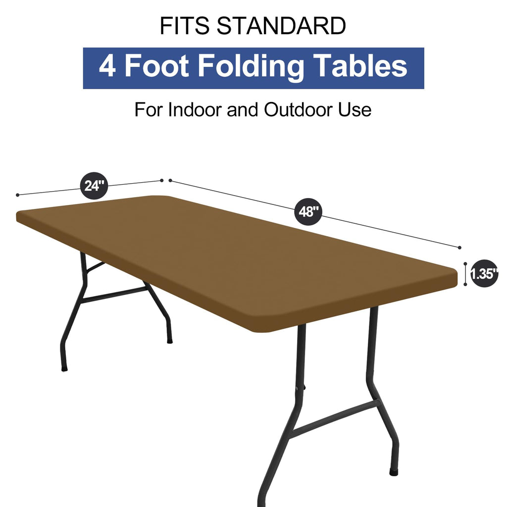 homing Rectangle Table Cloth Cover 4 Foot Brown Elastic Fitted Tablecloth
