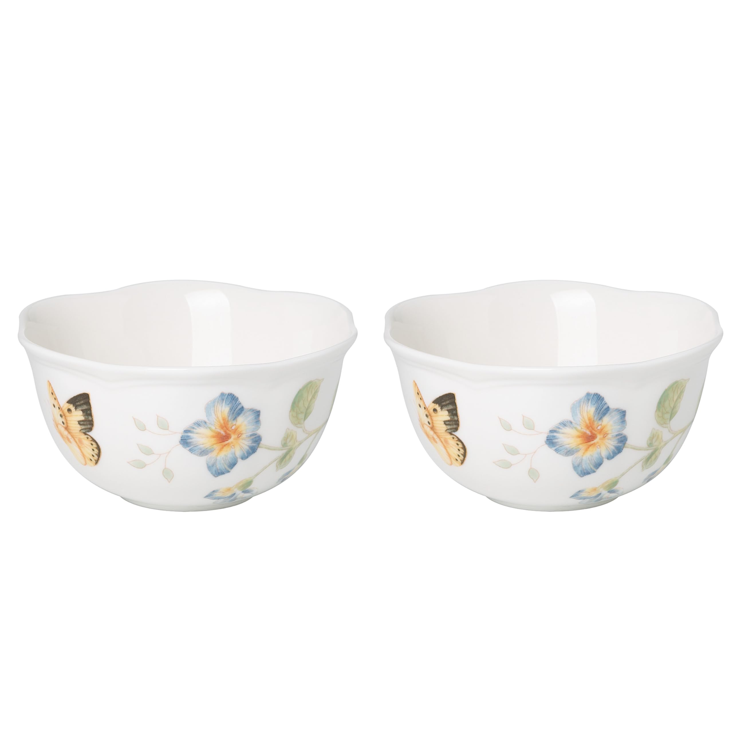 Lenox 890914 Butterfly Meadow 2-Piece Porcelain Dessert Bowl Set, Blue, 4.75"