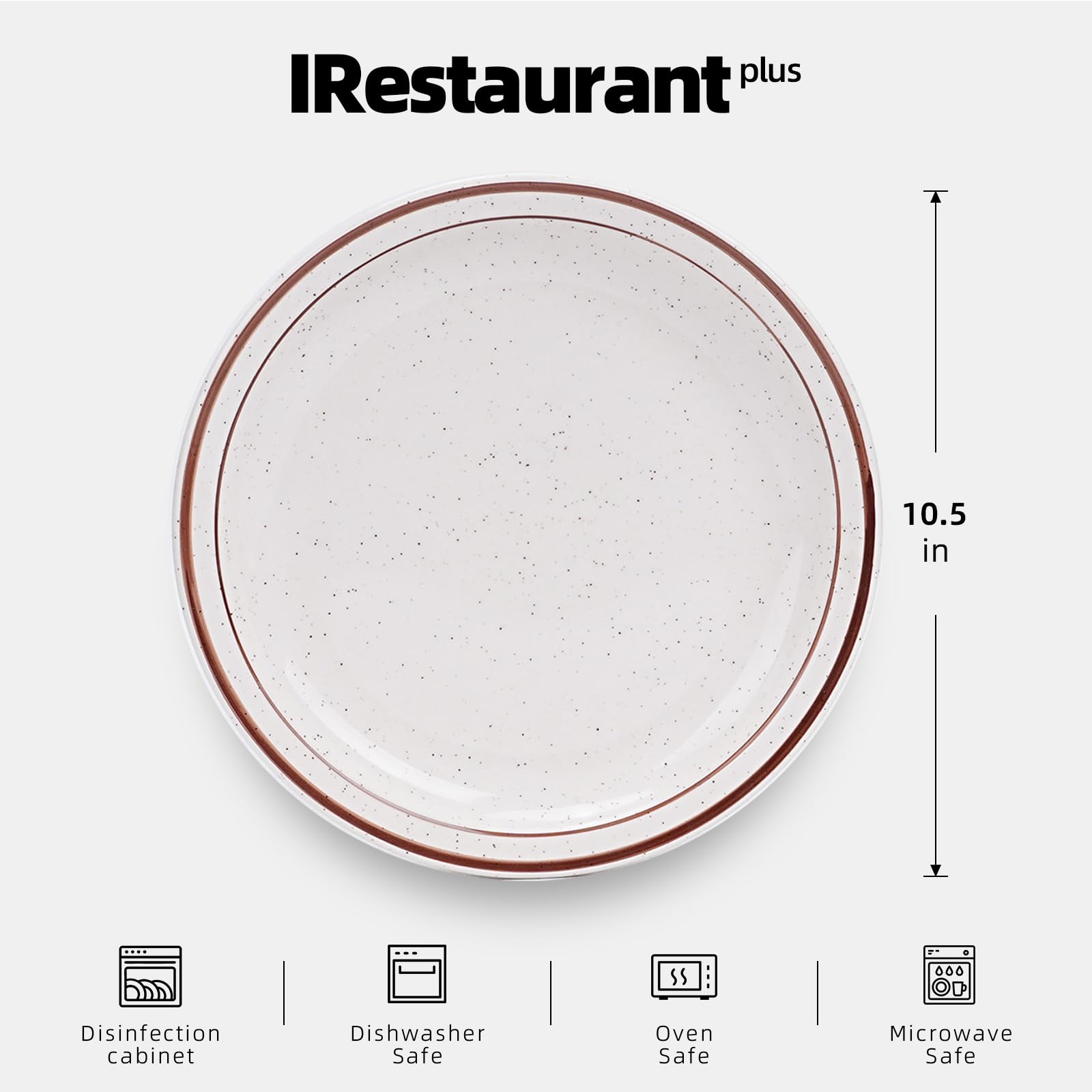 Stoneware Narrow Rim Brown Speckle, Plate 10.5", Case of 12