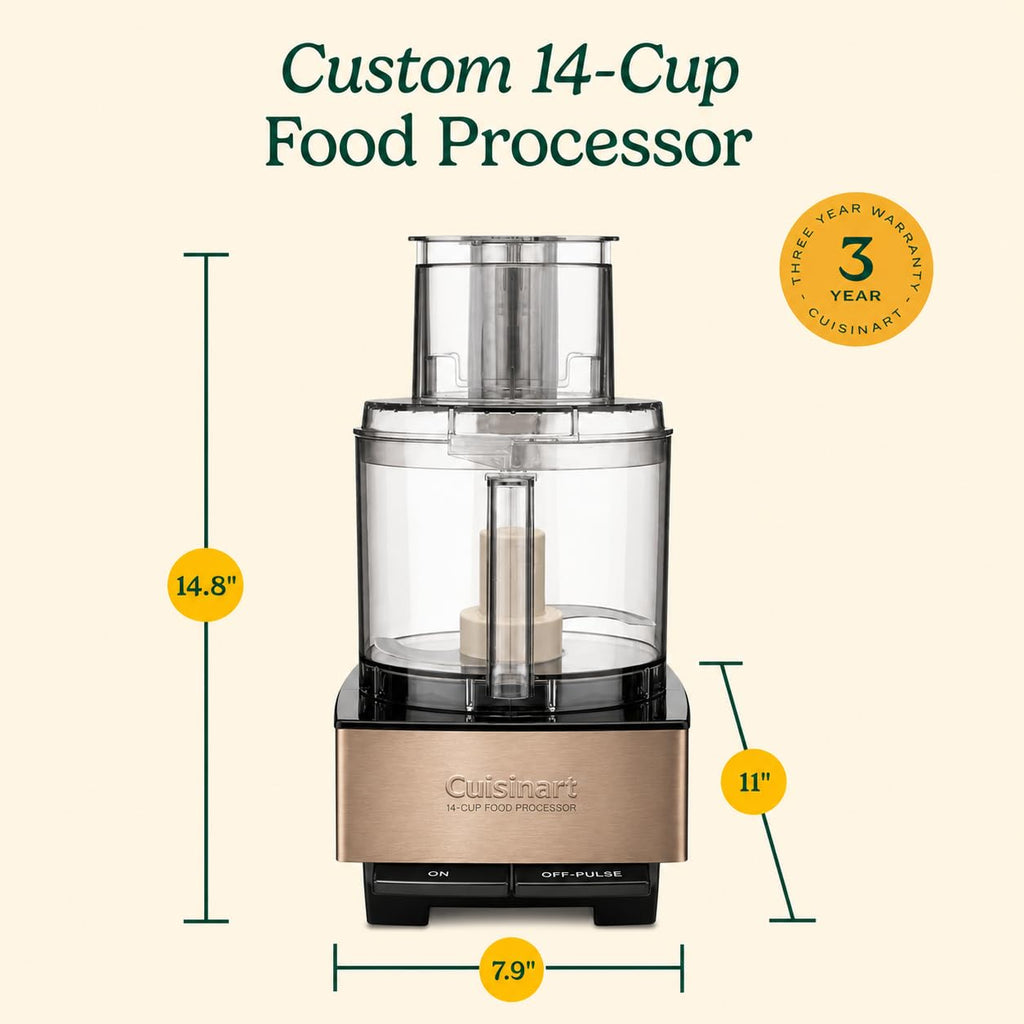Cuisinart Food Processor 14-Cup Vegetable Chopper for Mincing, Dicing, Shredding, Puree & Kneading Dough, Umber Stainless Steel, DFP-14UMBY
