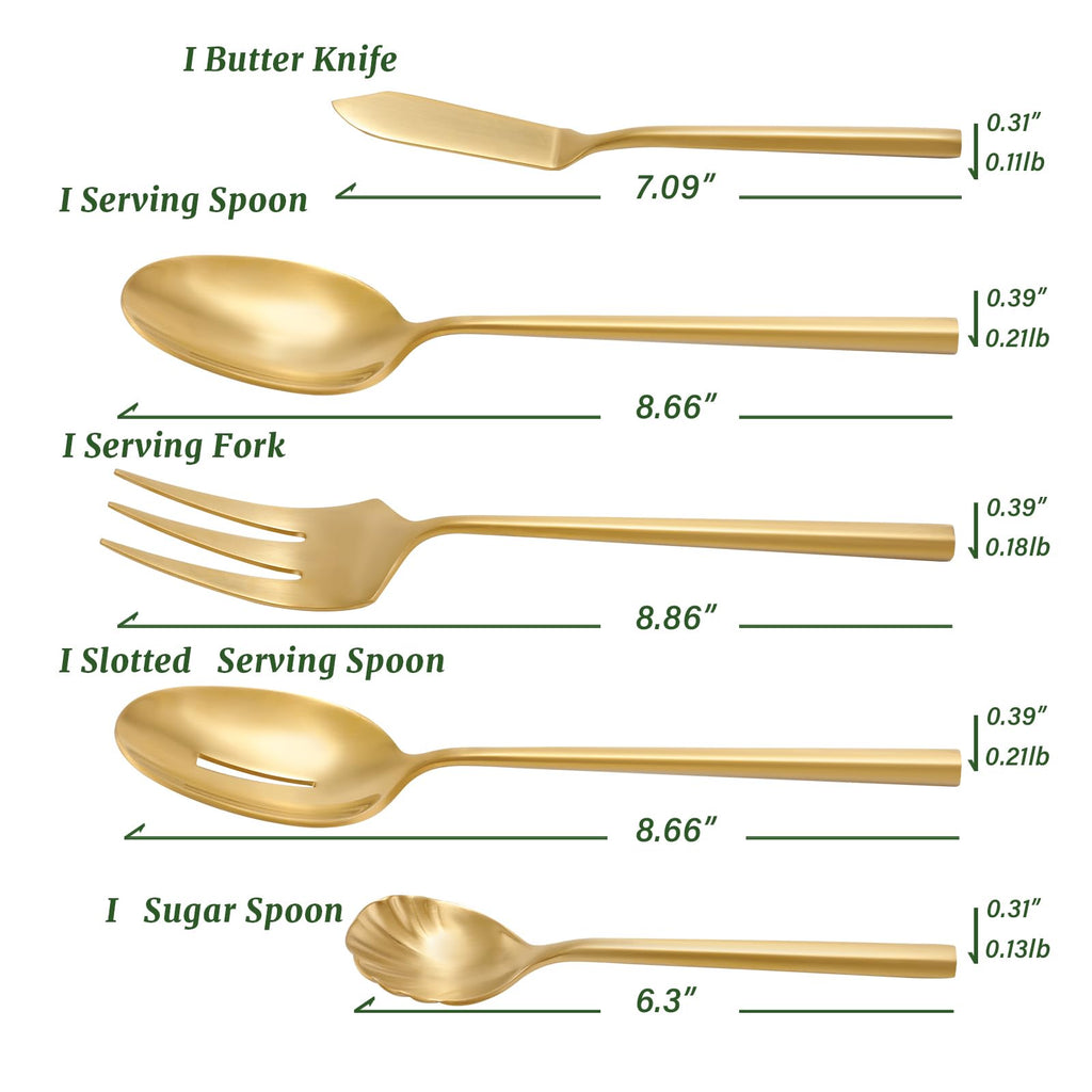 DEACORY Gold Silverware Set with Serving Utensil 45-Piece Service for 8