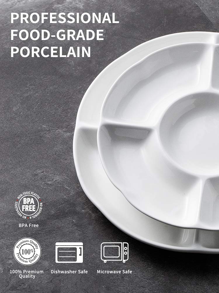 LAUCHUH Veggie Tray Set of 2, Porcelain Chip and Dip Serving Set, 12 inch