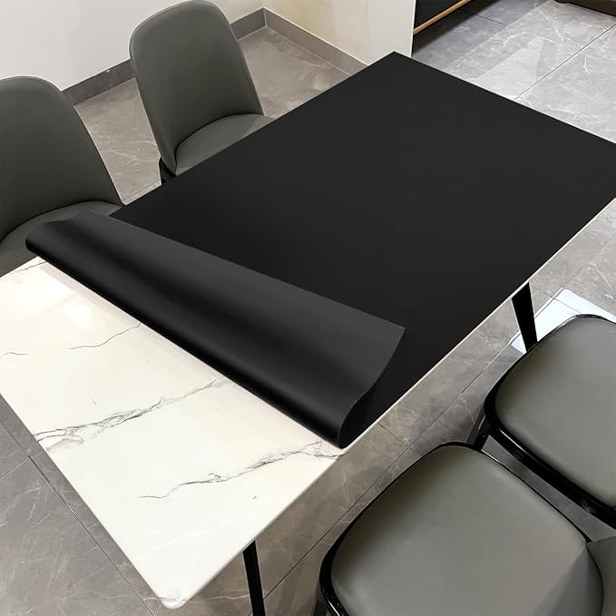 Desk Protector - 38x96 Inch Waterproof Easy to Clean Can Conceal Flaws Protector The Table Top from Scratches Used for Dining (Black+Black 38x96)
