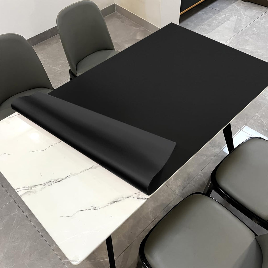 Zinkooat Faux Leather Table Cover,1.8mm Thick,42x90 Inch Table Protector,Table Protector for Dining Room Table,Dining Table Cover,Padded Table Protector.(Black+Black,42x90)