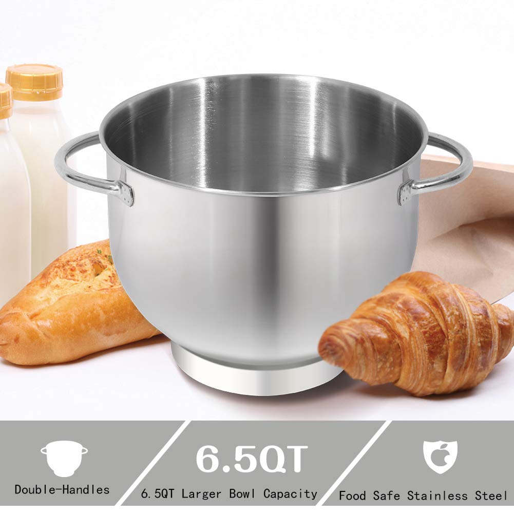 Aucma Stand Mixer,6.5-QT 660W 6-Speed Tilt-Head Food Mixer, Kitchen Electric Mixer with Dough Hook, Wire Whip & Beater (Blue, 6.5QT)