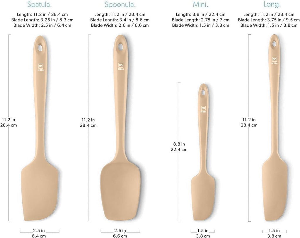 DI ORO Silicone Spatula Set - 600F Heat Resistant, 4-Pc Clay