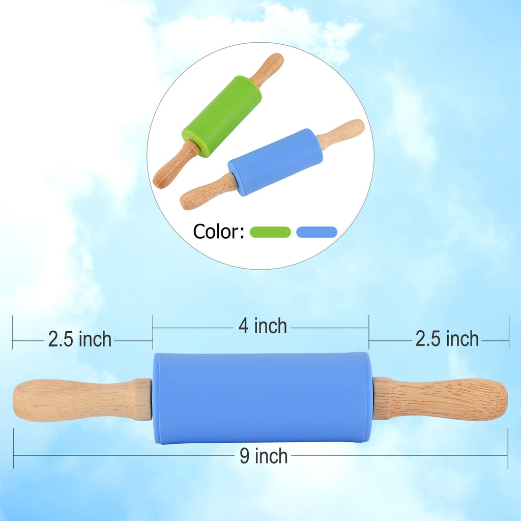 Honglida Mini Silicone Rolling Pin for Kids, Non-stick Surface Wood Handle, 9 Inch 20 Pack
