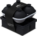 Samuelworld Premium Ice Tray Combo (3 Pack), Large Ice Sphere Maker & New Upgraded Ice Cube Trays, Food Grade, Easy To Use, Spill-Free Integrated Funnels, Whiskey Bourbon Cocktails, Black