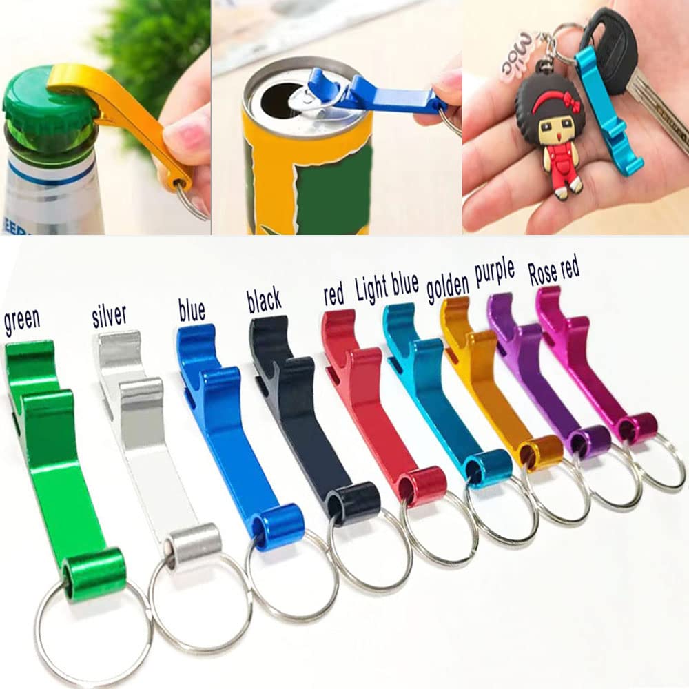 MTOMDY 100Pcs Colored Aluminum Bottle Opener Keychain, Soda Beverage Beer Bottle Opener Keychain, for Kitchen/Wedding/Bar/Party