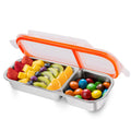 Ctarlitu Stainless Steel Snackle Container For Adults, Reusable Bento Lunch Box Snack Containers, 2 Compartment Divided Food For Home Work Travel