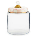 MACKENZIE-CHILDS Rosy Check Kitchen Canister, Decorative Pink-and-White Glass Storage Jar with Lid, Large