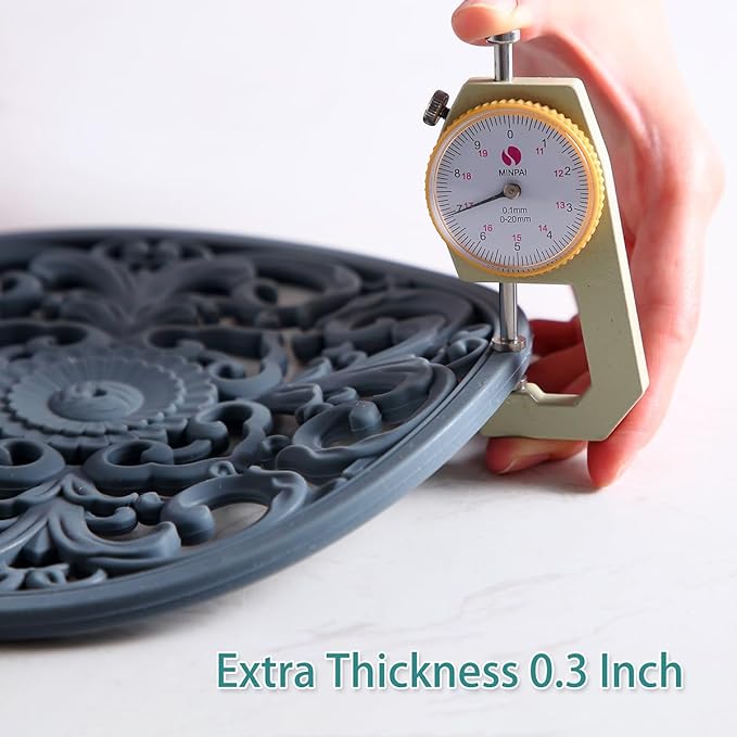 Extra Thick Silicone Trivet Mat for Hot Dishes, Hot Pots and Pans, Pot Holder, Hot Pad to Portect Your Table and Countertop, Kitchen Decor and Accessories,Teal, Set of 3