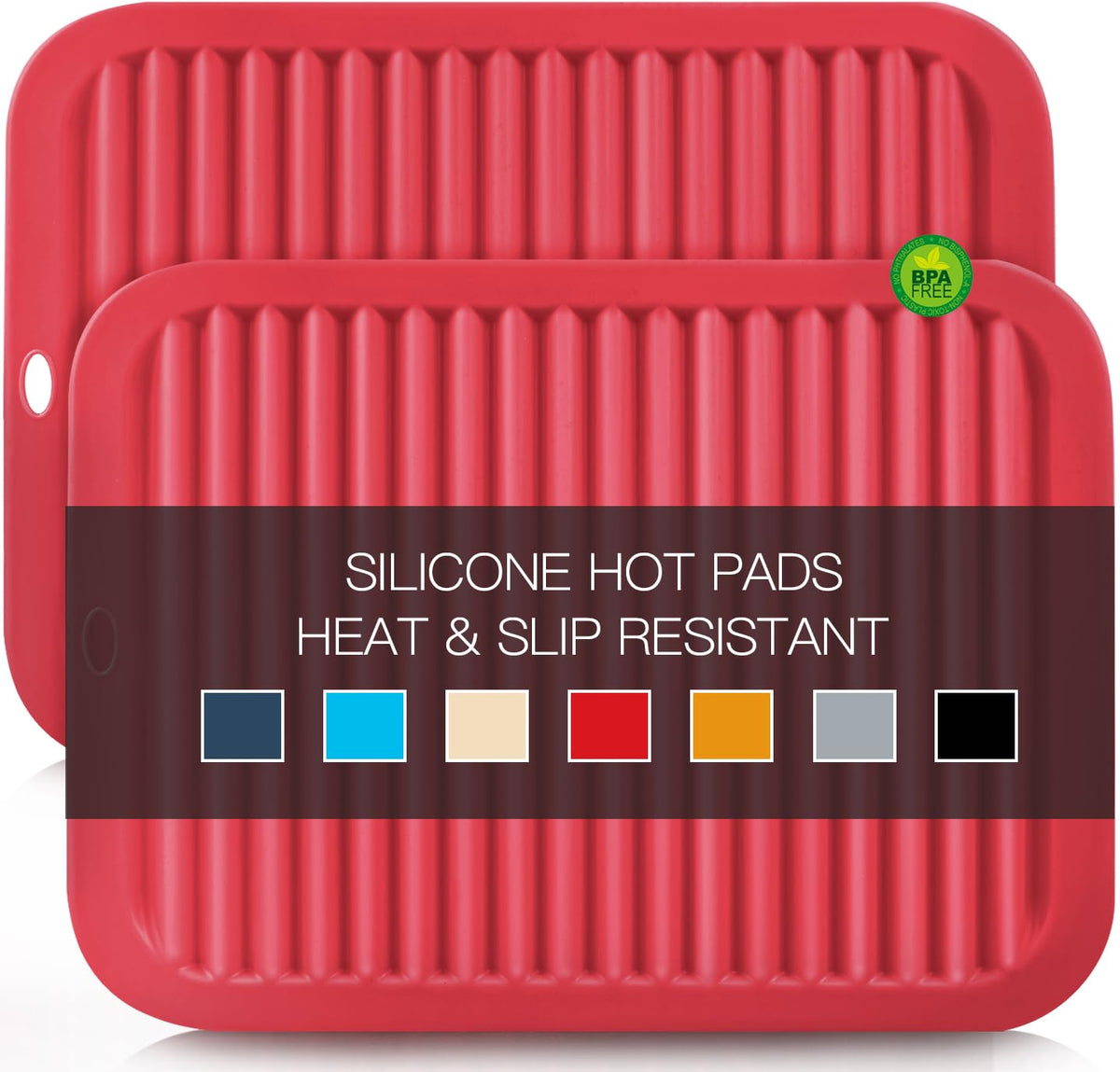 Silicone Trivets for Hot Pots and Pans, 3 Pack Heat Resistant Pot Holders for kitchen Large Silicone Trivet Mat for Hot Dishes, Black Hot Pads for Kitchen Counter, Hot Mats Spoon Rest, 9 * 12 Inches